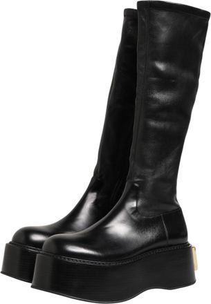 Dolce & Gabbana Mens Black Logo Plaque Over The Calf Boots Shoes Lamb+46lf