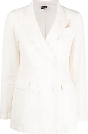 Aspesi double-breasted short coat - women - Cotton/Linen/Flax - 40 - White