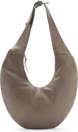 Mango Half Moon Leather Shoulder Bag in Light/Pastel Grey at Nordstrom