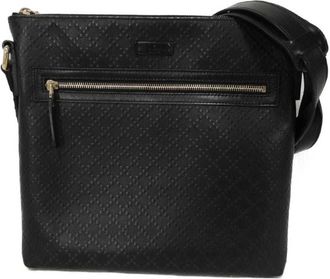 Gucci Diamante Black Leather Messenger Bag Shoulder Bag (Pre-Owned)