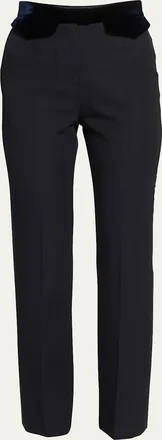 Giorgio Armani Wool Tuxedo Pants with Velvet Details