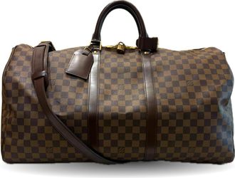 Louis Vuitton Damier Brown Damier Canvas Ebene Boston Bag (Pre-Owned)