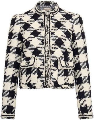 Maison Common Little Short Plaid Jacket in Black/white at Nordstrom, Size 34