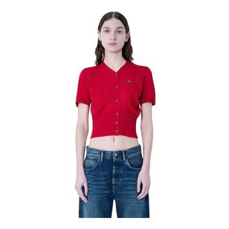 Vivienne Westwood Cardigans, female, Red, Size: XS Pamela Ruched Cardigan
