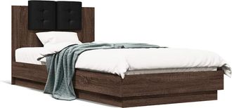 vidaXL Vidaxl - Cama Con Cabecero Madera De Ingenier&iacute;a Marr&oacute;n Roble 90x200 Cm