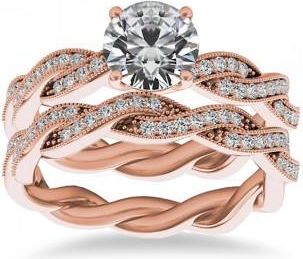 Allurez Diamond Twisted Bridal Set Setting 14k Rose Gold (0.42ct)