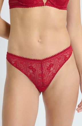 Etam Aura Lace Tanga Thong in Red at Nordstrom, Size Xx-Small