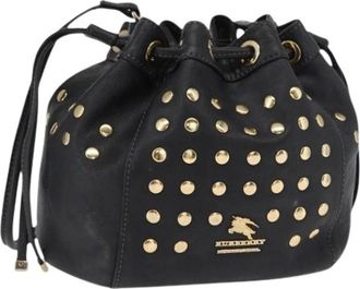 Burberry Pre-owned Bucket Bags, female, Black, Size: ONE SIZE Pre-owned Leather Shoulder Bag