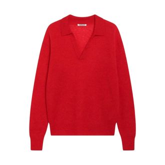 Auralee Baby Suri Alpaca Sheer Knit Skipper Polo - Heren - Truien - Rood - Maat: XL Nylon