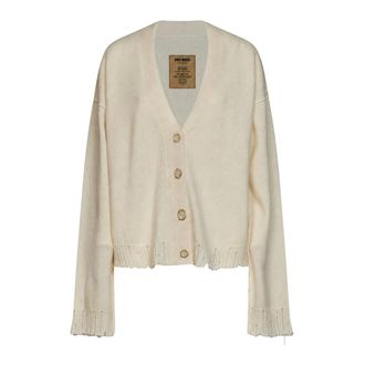 Uma Wang Cardigan in cashmere con bordi sfrangiati - - Knitwear - Donna - Bianco - M
