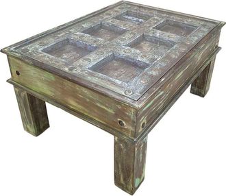 Wanderlust Deco Mesa de centro de madera artesanal 87x65x45h cm