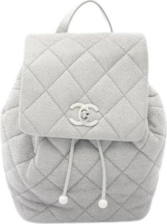 Chanel Pre-owned Matelasse Grained Calf Backpack - Dames - Vintage Rugzakken - Grijs - ONE Size - Leer - Vintage