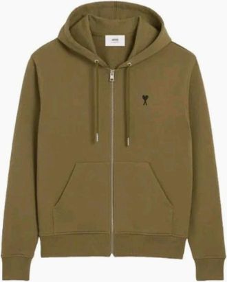 Ami Mens Ami Paris Logo Zip Hoodie Bronze - Size: 38