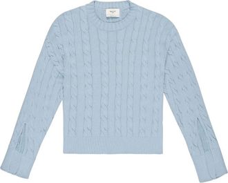 Bally Kabelgebreide trui met split in de manchetten - Blauw