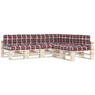 vidaXL Cojines De Sof&aacute;s De Paletas 7 Pcs Red Chess Est&aacute;ndar