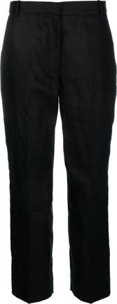 Calvin Klein linen cropped trousers - women - Linen/Flax - 10 - Black