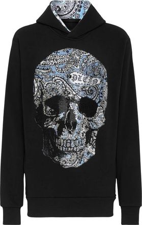 Philipp Plein Hooded Sweatshirt Paisley - Heren - Hoodies - Zwart - 4XL - Katoen - Hoodies & sweatvesten