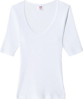 Re/Done scoop-neck cotton T-shirt - women - Cotton - M - White