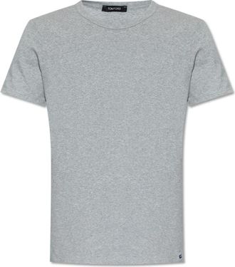 Tom Ford T-shirt met ronde hals - Heren - T-shirts - Grijs - S - Katoen - Tops