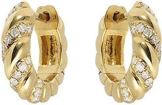 Yvonne Léon Creolen aus Gelbgold und Diamanten Torsade