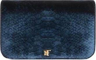 Elisabetta Franchi Borsa a spalla in velluto con stampa coccodrillo - - Bags - Donna - Blu - ONE SIZE