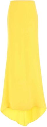 Valentino Garavani Crepe Couture Rok met Veren - Dames - Maxi Rokken - Geel - XS - Wol - Rokken