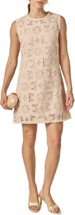 English Factory Open Stitch Sleeveless Minidress in Natural/Pink at Nordstrom, Size Medium