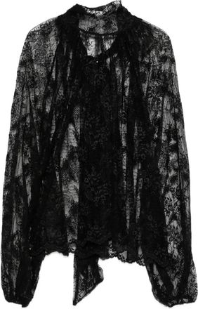 So Allure Blouse met sjaaldetail van kant - Zwart