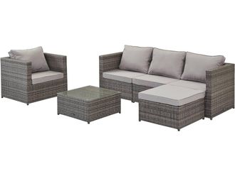 Habitat et Jardin Salotto Da Giardino In Resina Intrecciata monaco - Florida - Grigio