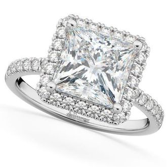 Allurez Princess Cut Halo Lab Diamond Engagement Ring 14K in 3.58Ct/white Gold at Nordstrom, Size 6.5