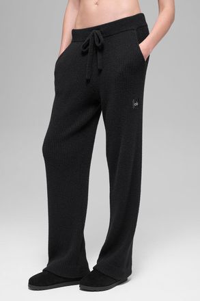 Alo | Snuggle Up Sweater High-Waist Wide Leg Pants Top in Black, Size: Medium