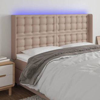 vidaXL Cabecero Con Led Cuero Sint&eacute;tico Capuchino 147x16x118/128cm Vidaxl