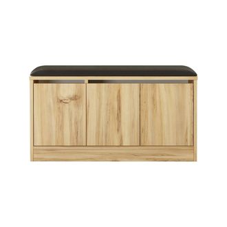 Dmora Zapatero Arganetta, Mueble Para 8 Pares De Zapatos, 1 Estante, 3 Puertas, 90x36x46h Cm Roble Marr&oacute;n