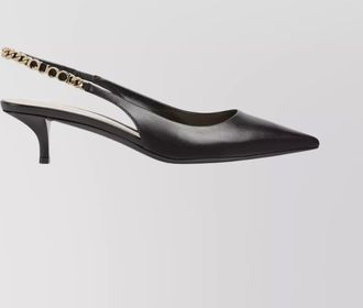 Gucci hand-stitched chain detail kitten heel pumps