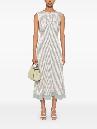 Fendi Womens Printed Crepe Dress - Ivory Silk - Size EU 36 (Womens)