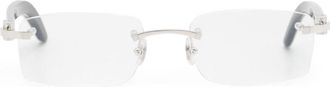 Cartier C D&eacute;cor rectangle-frame glasses - Silver