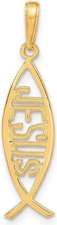 Diamond2Deal 14k Yellow Gold Ichthus Fish JESUS Pendant