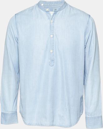 Sandro Blue Chambray Mandarin Collar Shirt