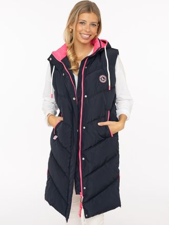 Zwillingsherz Steppweste ZWILLINGSHERZ Heimatgef&uuml;hl, Damen, Gr. XXL, marine, Web, Obermaterial: 100% Polyester, unifarben mit Farbeins&auml;tzen, figurumspielend knielan