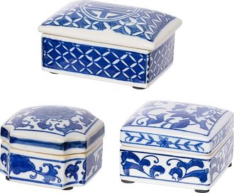 A & B Home Set of 3 Porcelain Boxes in Blue at Nordstrom Rack
