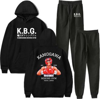 Generic Anime Hajime No Ippo Harajuku Spring Autumn Clothes Casual Suit Hoodies Sportswear (BLACK,S)