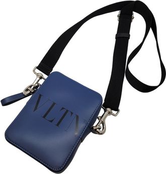 Valentino Garavani Navy Leather Shoulder Bag (Pre-Owned)