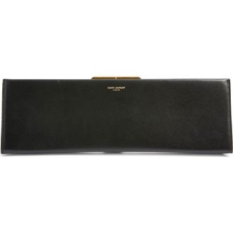 Saint Laurent Large Midnight Leather Clutch in Noir at Nordstrom