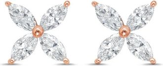 Diana M. Jewels 14kt Rose Gold 5.00 cts Lab Grown Marquise Diamond Flower Stud Earrings