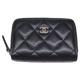 Chanel Black Grained Calfskin Coin Purse/Coin Case (Pre-Owned)