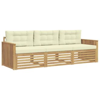 vidaXL Vidaxl Set Di Divani Da Esterno 3 Pz Bianco E Crema