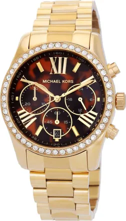 Michael Kors Lexington Pave Chronograph Quartz Brown Dial Ladies Watch MK7276