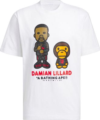 adidas x BAPE Dame 9 Graphic T-shirt Asia Sizing White JF1155