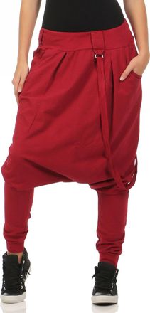 Malito more than fashion Malito Basic Harem Pants Aladin Pants Baggy Uni-Colors 91086 Women One Size (Bordeaux)