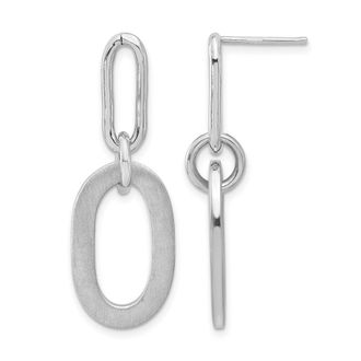 Diamond2Deal Sterling Silver Polished and Satin Oval Dangle Earrings